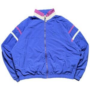 Sergio Tacchini Womens Blue PP Windbreaker Jacket Size 10 Vintage 90s Colorblock